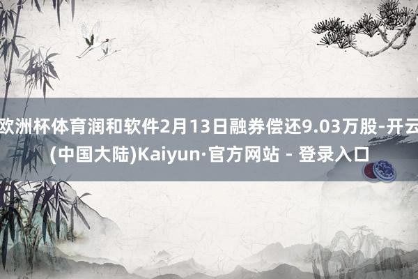 欧洲杯体育润和软件2月13日融券偿还9.03万股-开云(中国大陆)Kaiyun·官方网站 - 登录入口